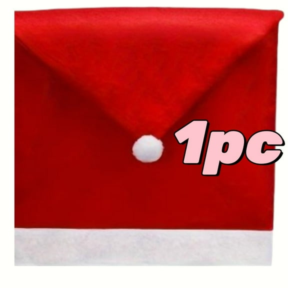 1-12pcs Christmas Chair Covers Decor Santa Claus Red Hat Chair Cap Kitchen Dining Chair Slipcovers Sets For Christmas Holiday