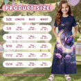 thumbnail image 7 of Uourmeti Girl's Dress Purple Butterfly Moon Print Crew Neck Short Sleeve Maxi Long Dress with Pockets Cute Flowy Holiday Outfits, Size 9-10 Years, 7 of 7