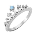 thumbnail image 2 of 2mm Round Natural Larimar 925 Sterling Silver Women Crown Tiara Valentines Day Gifts Ring, 2 of 4