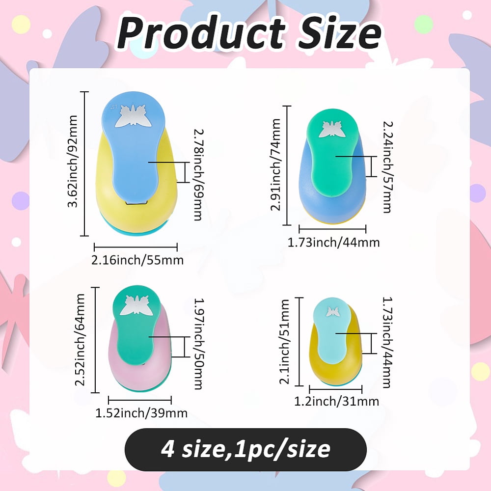 4Pcs 4 Styles Butterfly Shape Craft Punch Single Crafting Scrapbook Punches Plastic Alloy Craft Punch Paper Shaper Crafts DIY Making Cards Decorations
