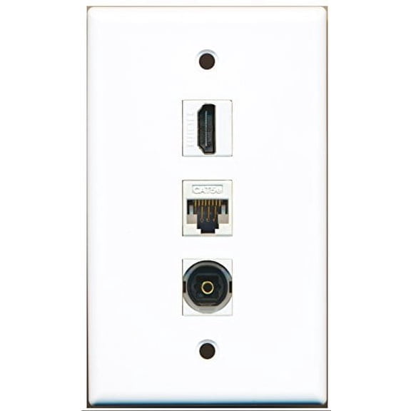 RiteAV - 1 Port HDMI and 1 Port Toslink and 1 Port Cat5e Ethernet White Wall Plate