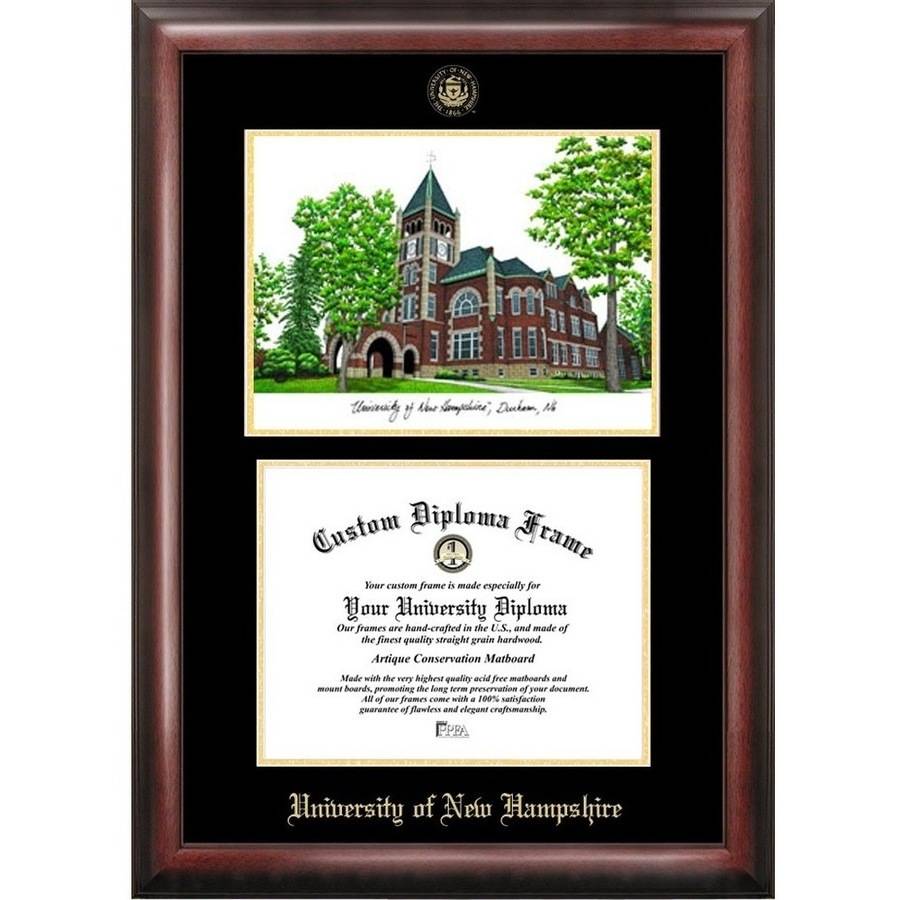 University of New Hampshire 8" x 10" Gold Embossed Diploma Frame with Campus Images Lithograph