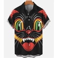 thumbnail image 3 of Camisa hawaiana con estampado 3D completo de gato para hombre, camisetas casuales de manga corta con botones para verano, camisas para hombre, 3 of 5