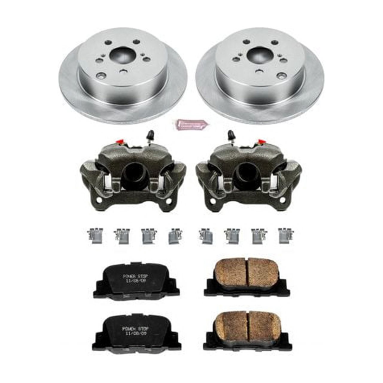 PowerStop Rear Stock Replacement Brake Pad and Rotor Kit with Calipers Fits: SCION Select Models KCOE2319