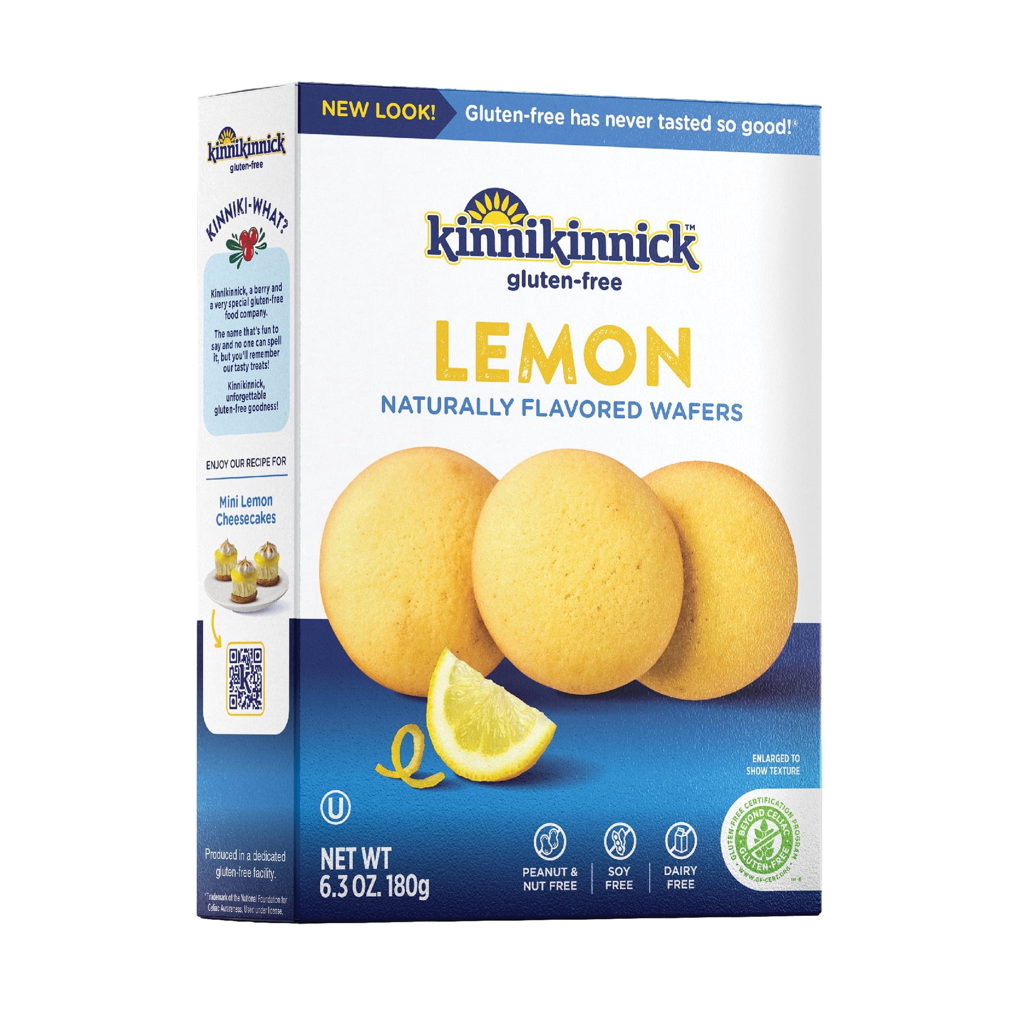Kinnikinnick - Lemon Wafers - Gluten-Free Allergy Friendly Cookies - 6.3 oz. Box