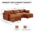 thumbnail image 2 of U-Shaped 3-Seater Sectional Sofa with Storage & 2 Ottomans - Orange Corduroy-like Chenille Fabric, Deep Seat Living Room Couch, Modular Design with Pull-Out Drawers, 2 of 16