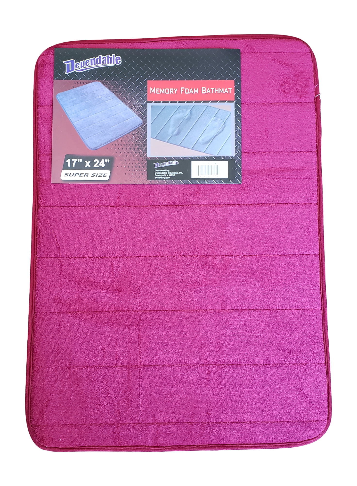 NonSlip Memory Foam Bath Mat SuperAbsorbent 17" x 24" Burgundy