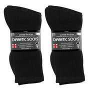 Diabetic Socks Men's & Women Crew Style Physicians Approved Socks, 6 Pairs, Size 9-11 (Black)