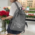 thumbnail image 5 of Polka Dots School Backpack with Side Bows, Water Resistant Backpack, Lightweight School Backpack for College Travel Shopping (Gray), 5 of 10
