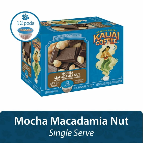 Kauai Coffee Mocha Macadamia Nut K-Cup Coffee Pods, Medium Roast, 12 Ct