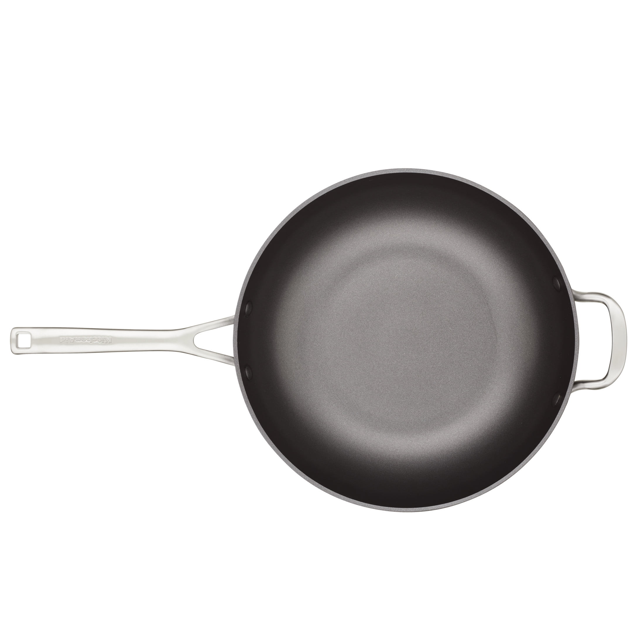 KitchenAid Hard-Anodized 12.25 Inch Induction Nonstick Stir Fry Pan / Wok with Helper Handle, Dishwasher Safe and Oven Safe to 500°F, Matte Black