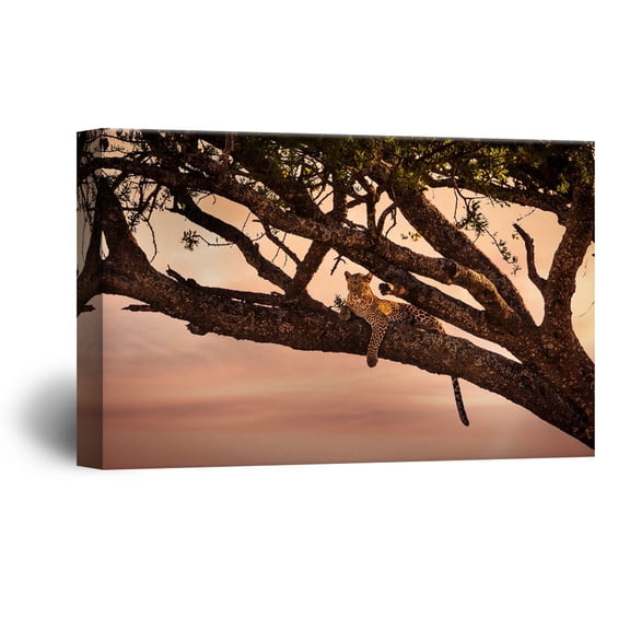 wall26 Canvas Wall Art - A Leopard Lying on a Tree Branch - Giclee Print Gallery Wrap Modern Home Art Ready to Hang - 16x24 inches