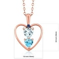 thumbnail image 2 of 18K Rose Gold Plated Silver Sky Blue Aquamarine Swiss Blue Topaz and Blue Created Sapphire Pendant Necklace for Women (0.75 Cttw, Gemstone Birthstone, Heart 5MM and 4MM, with 18 inch Silver Chain), 2 of 3