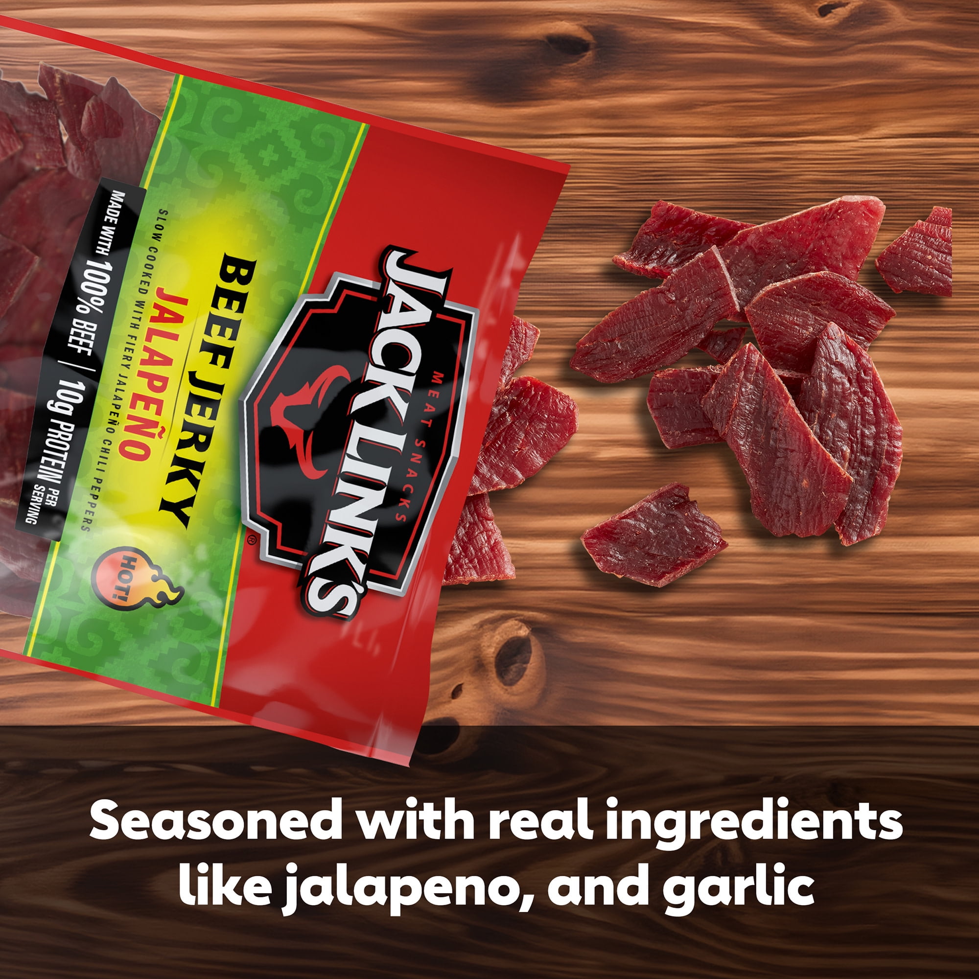 (8 pack) Jack Link’s Spicy Beef Jerky, Jalapeño, Made With 100% Beef, 10g of Protein per Serving, 10 Ounce Bulk Bag