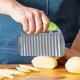 thumbnail image 4 of Crinkle Cutter for French Fries, Large Wavy Chopper for Potatoes and Carrots, Stainless Steel Vegetable Slicer, Green, 4 of 4