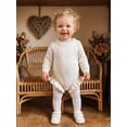 thumbnail image 5 of RUINIXCW Newborn Baby Girl Knit Sweater Romper Baby Girls Spring Fall Winter Clothes 0 3 6 9 12 Months Long Sleeve Ruffle Trim Eyelet Knit Bodysuit Playsuit with Headband, 5 of 9