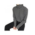 thumbnail image 1 of Womens Striped Slim Long Sleeves Blouses Turtle Neck Casual Basic Chiffon Tops, 1 of 7