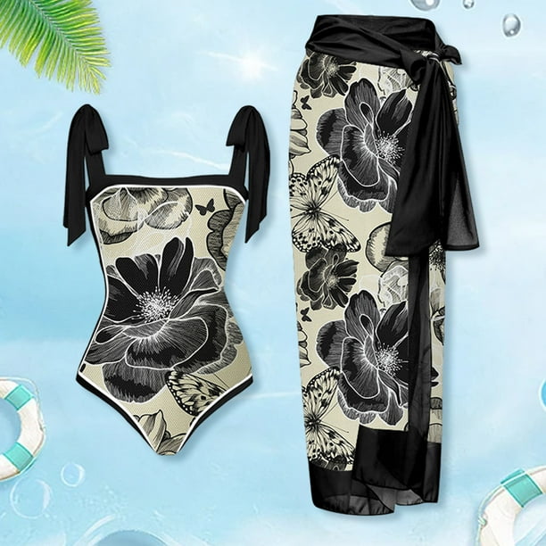 Traje De Baño Damas 2 Piezas De Traje De Baño De Playa Para Mujer Con Cordones Y Vestido Para Deportes Acuáticos (Xl Ink Black) Sywqhk Para Estrenar