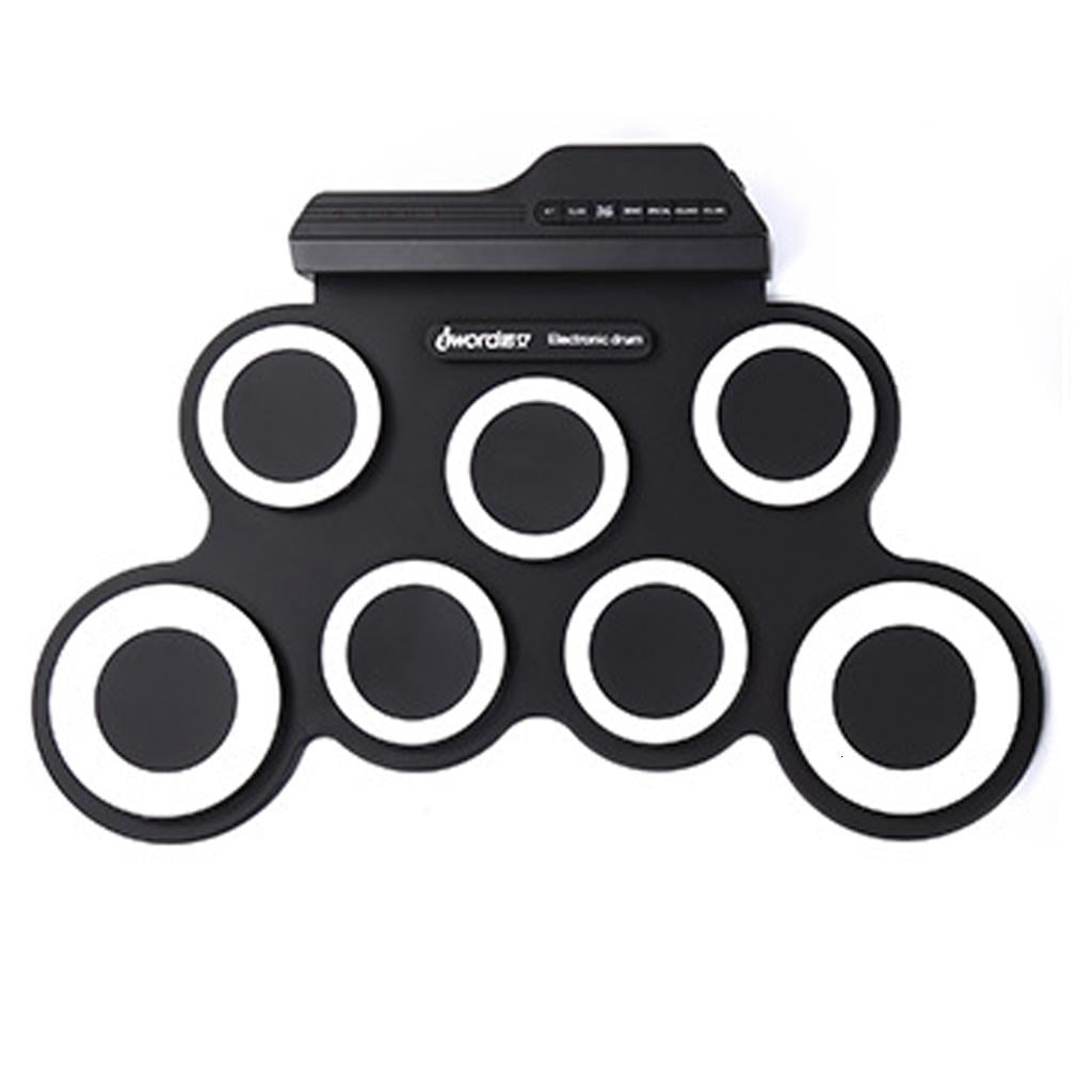 Yihuala Foldable Electronic Rolls Up Drum Set Practice Pads with Foot Pedals and Sticks Digital Electric Drum Kits for Beginners