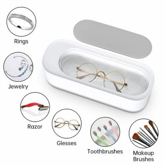 Jewelry Cleaner Ultrasonic Cleaning Machine Portable Professional for Dentures, Glasses, Ring, Watches Eyeglasses, Earrings - 4500HZ