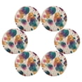 thumbnail image 2 of 15.4" Round Placemat Set of 6 Polyester Fabric Place Mats Non-Slip Dining Kitchen Table Mats for Kitchen Party Decor Teal and Orange Abstract Shapes, 2 of 5