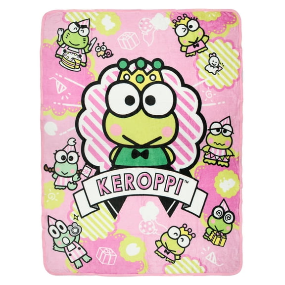 Hello Kitty and Friends Keroppi Family Cute Throw Blanket - 46" x 60" Cozy Soft Fleece Throw Blanket for Bed Couch