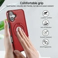 thumbnail image 6 of ELEHOLD Case for iPhone 16 Plus, Shockproof Magnetic Leather Phone Case with Invisible Stand for Men Women,Red, 6 of 9