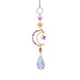 thumbnail image 1 of Glass & Brass Moon Star Pendant Decorations Hanging Suncatchers with Chips Artificial Agate for Home Decoration Dark Violet 400~430mm, 1 of 1