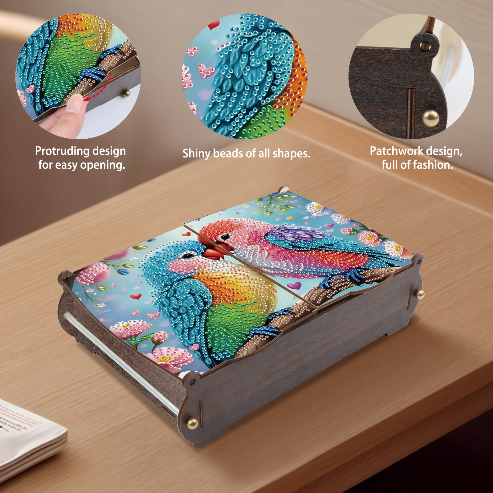 Diamond Painting Kit Storage Box Loving Birds DIY Multi-Purpose Craft Storage Box Ideal for Home Offices and Holiday Gifts