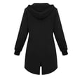 thumbnail image 4 of Zylanna Women's Long Full Zip Hoodie Sweatshirts, Soft & Stretchy with Pockets Oversized Adjustable Drawstring Casual Winter Coat Jacket Cardigan for Outerwear Black, 4 of 9