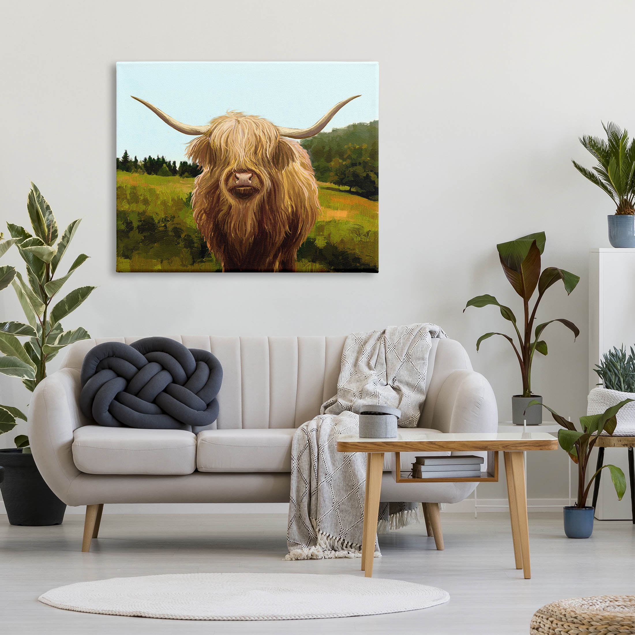 Stupell Industries Highland Cattle Grassland Farm Painting Gallery Wrapped Canvas Print Wall Art, Design by Ziwei Li
