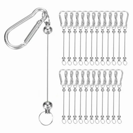 Beadable Keychain Bars, 24 Pcs Metal Beaded Keychain Blanks Bulk Making Supplies Kit with Snap Hook Silver
