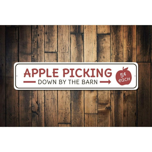 Apple Novelty Sign, Metal Wall Decor - 4x18 inches