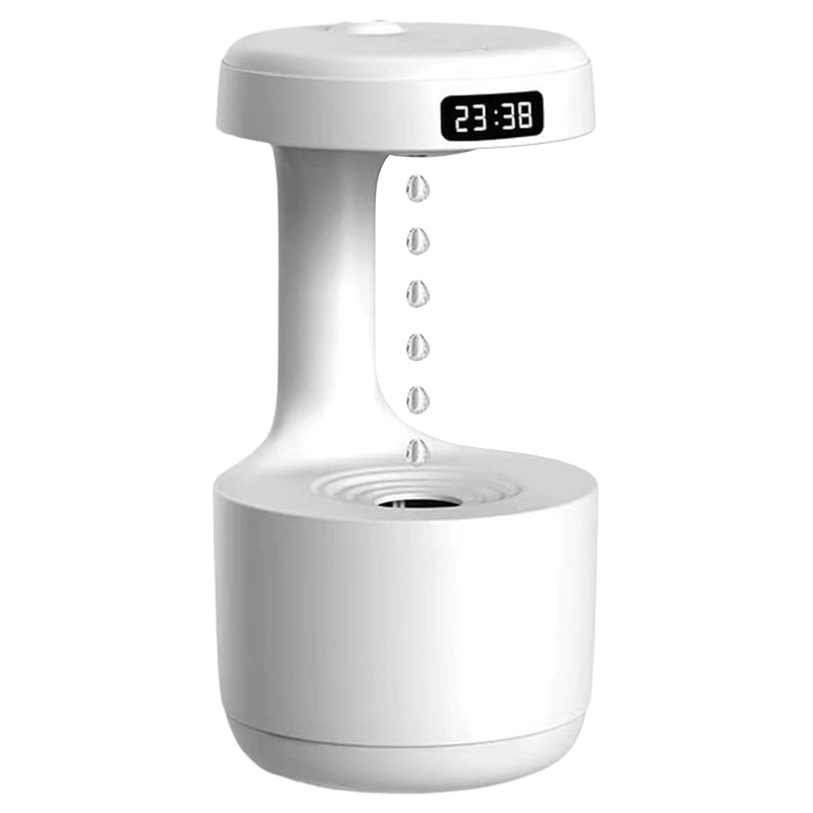 Antigravity Humidifier,Rain Humidifier Bedroom Anti Gravity Humidifiers with Clock Water Drop Backflow Aroma Diffuser Large Capacity Office Bedroom Mute Heavy Fog Household Sprayer(White/600ml)