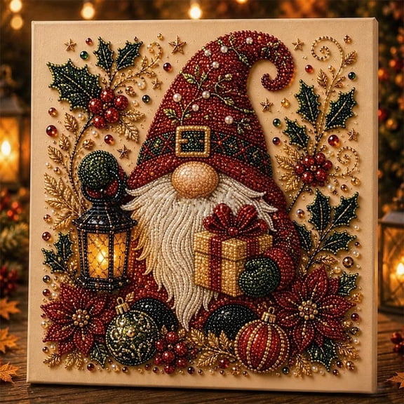 DIY Christmas Pearl Diamond Art Kit with Frame, 8 x 8 Inch 3D Bead Painting Craft Set for Adults and Beginners, Christmas Pearl Diamond-Painting Kits for Holiday Canvas Wall Decor Gift