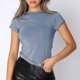 thumbnail image 1 of Camiseta Mujer Camiseta recortada delgada Camisetas femeninas casuales Blusa básica Camisetas (Azul claro L) Cgtredaw Para estrenar, 1 of 1