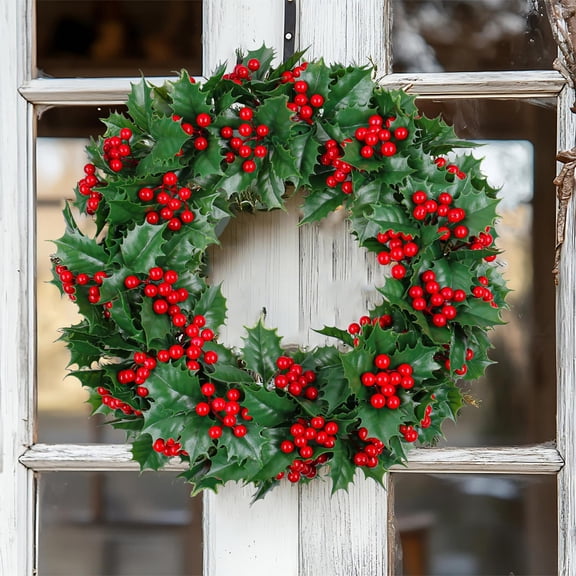 kladzum Christmas Wreath Christmas Decorations Christmas Wreath Christmas Red Simulated Leaves Berry Rattan Door Hanging Decoration