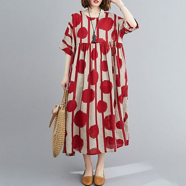 Plus size cotton long dresses sale