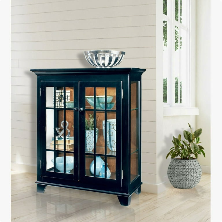 Milanhome Shelia Lighted Console Curio Cabinet Walmart