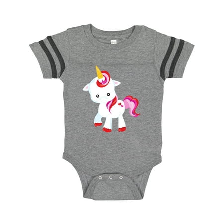 

Inktastic Cute Little Unicorn Red And Pink Mane Hearts Gift Baby Girl Bodysuit