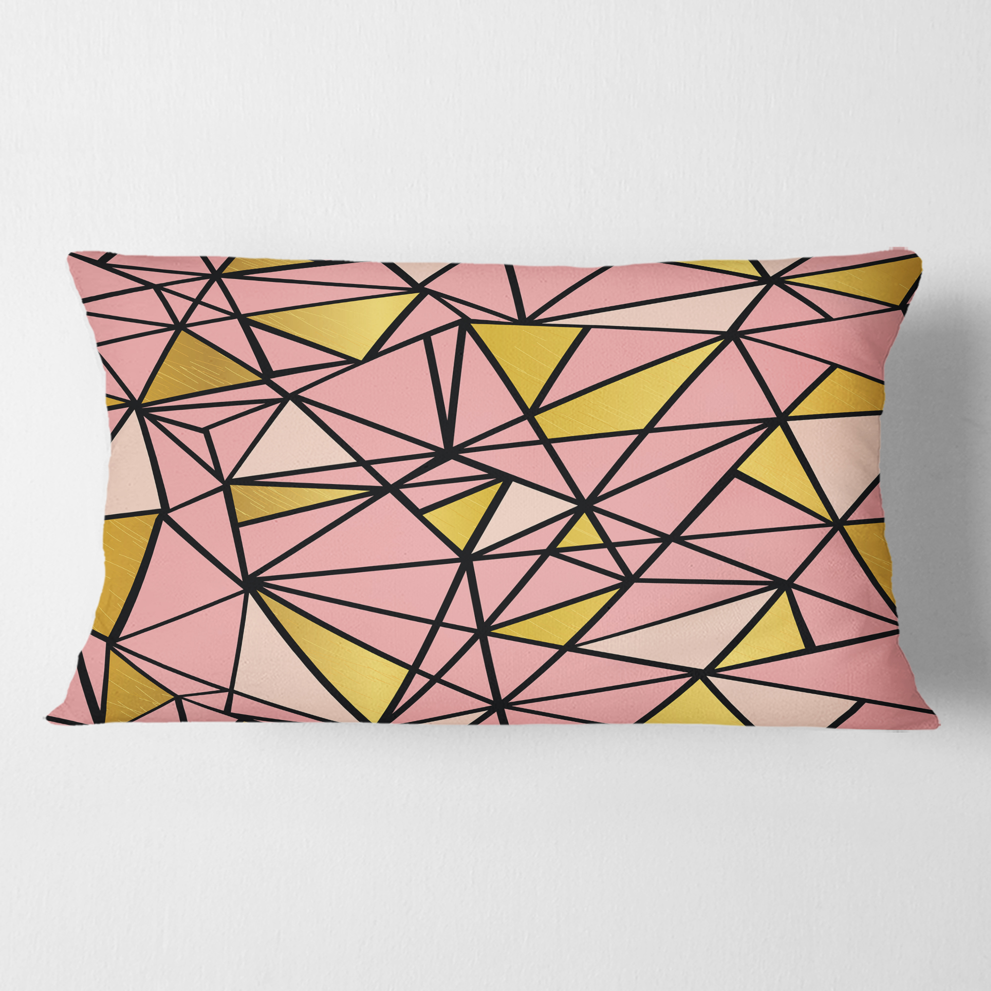 Designart Triangular Gold Design II' Mid-Century Modern Throw Pillow - 12x20