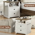 thumbnail image 6 of FAGAGA Set of 2 End Table with Charging Station for Living Room,Wooden Nightstand for Bedroom, White, 6 of 10