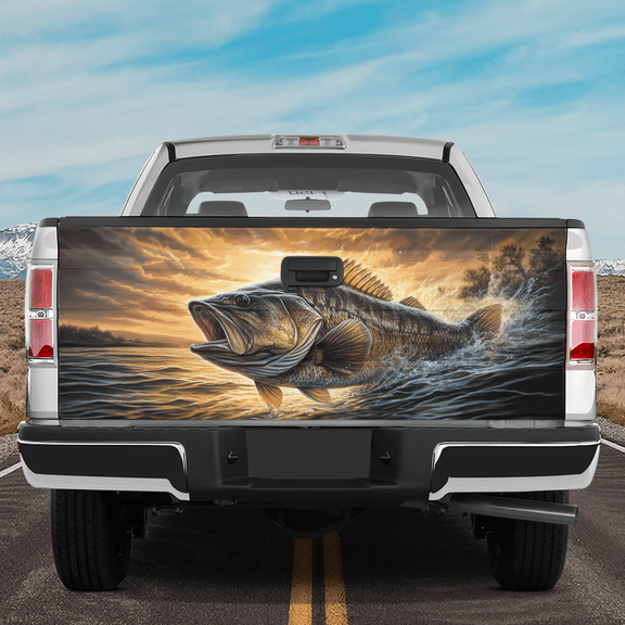 Lotusprinthandmade Largemouth Bass Fishing Tailgate Wrap 2 Sizes (24"x58")