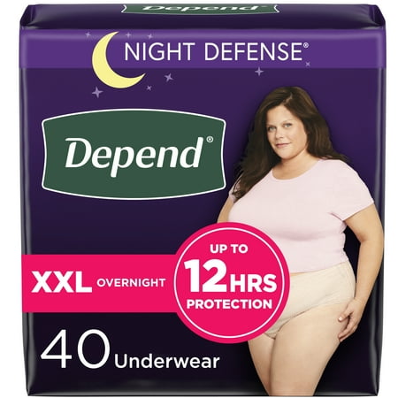 Depend Night Defense Adult Incontinence Underwear for Women  Overnight  XXL  Blush  40Ct
