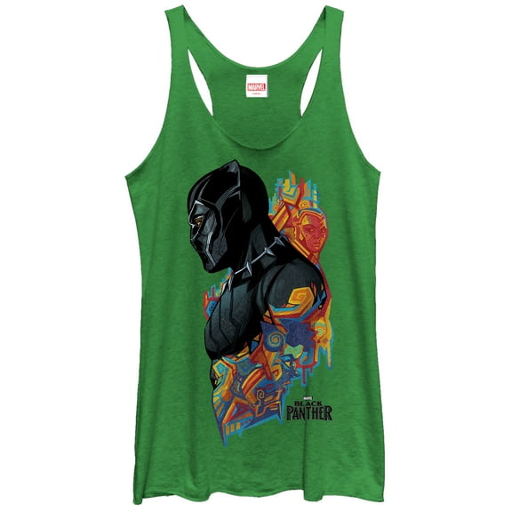 Women's Marvel Black Panther 2018 Artistic Pattern  Racerback Tank Top Envy Green X Large