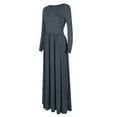 thumbnail image 6 of Rejlun Ladies Maxi Dresses Crew Neck Dress Solid Color Swing Sexy Holiday Dark Gray XL, 6 of 6