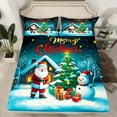thumbnail image 2 of jejeloiu Happy New Year Full Size Sheets,Merry Christmas Gifes Bed Sheets,Xmas Tree Snowmen Sheet Sets For Children,Microfiber Bedroom Decor,4 Pieces, 2 of 7