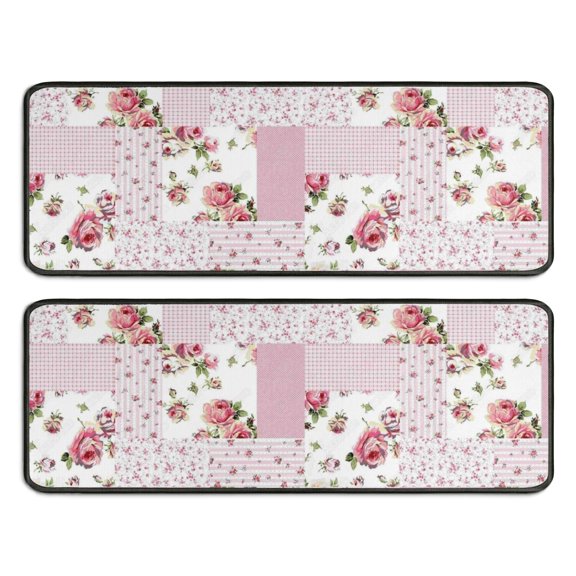 Kitchen Rugs Sets Of 2,Pioneer Flower Floral Print Pattern Anti Fatigue Kitchen Mat Rugs Non Slip Washable,Decorative Kitchen Floor Mats for Kitchen,Sink,Laundry,17"x47" 17"x47"
