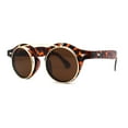 thumbnail image 2 of Super Normcore Cool Hipster Flip Up Keyhole Round Sunglasses Tortoise Brown, 2 of 4