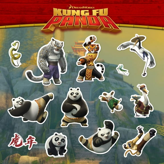 DreamWorks Kung Fu Panda Decals - Set of 13 Vinyl Stickers Po, Baby Po, Tigress, Master Shifu, Master Crane, Viper for Car Laptop Computer Kids Water Bottle Outdoor Waterproof